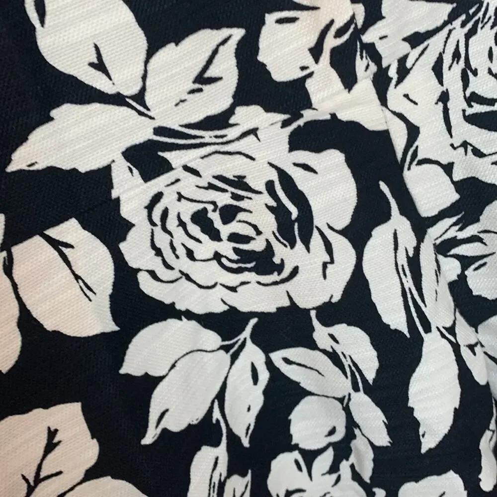 Talbot's women's size 6 small black white floral dress business casual tweed lin